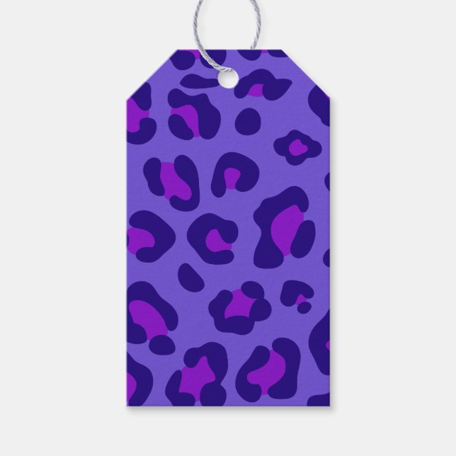 Étiquettes-cadeau "Leopard violet électrique" (Devant)