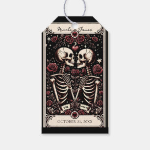 Étiquettes-cadeau LES AMANTS Tarot Squelette Amour Roses Rouges Mari