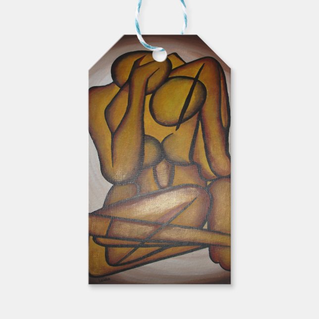 Étiquettes-cadeau Les Amateurs Abstraits Art Contemporain En Ocre Et (Devant)