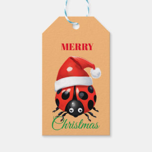 Étiquettes-cadeau Les animaux mignons hiver Ladybug Père Noël Noël