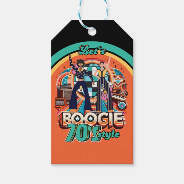 Étiquettes-cadeau les années 70 Boogie Retro Disco Dancing Party (Devant)