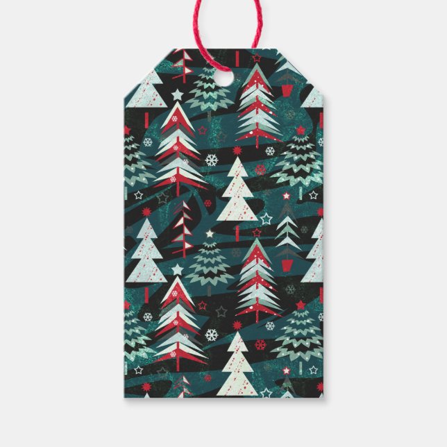 Étiquettes-cadeau Les arbres de Noël. (Devant)