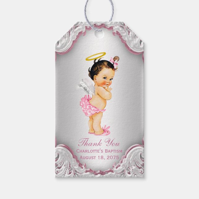 Étiquettes-cadeau Les filles Angel Baptême Merci (Devant)