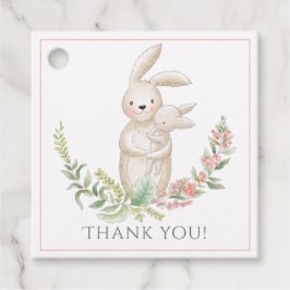 Étiquettes Cadeau Les mignons animaux Bunny Baby shower rose Merci