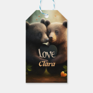 Étiquettes-cadeau Les mignons s'embrassent dans l'amour