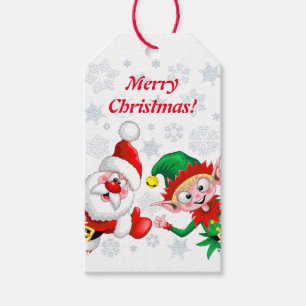 Étiquettes-cadeau Les personnages de Noël de père Noël et Elf