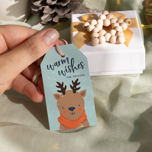 Étiquettes-cadeau Les souhaits chauds | Renard de Noël personnalisé (Créateur téléchargé)