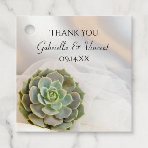Étiquettes Cadeau Les succulents verts sur le Merci Mariage blanc