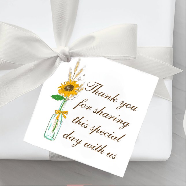 Étiquettes Cadeau Les tournesols de la campagne tombent le Merci Mar (Créateur téléchargé)