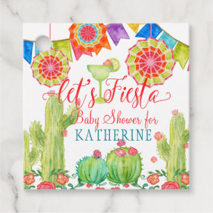 Étiquettes Cadeau Lets Fiesta Baby Girl Douche Aquarelle Cactus