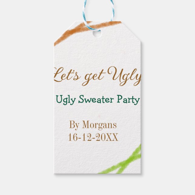 Étiquettes-cadeau Let's get ugly Christmas ugly sweater Partyorange  (Devant)