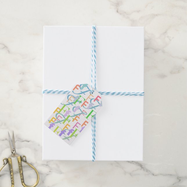Étiquettes-cadeau Letter Confetti "F" (Avec de laficelle)