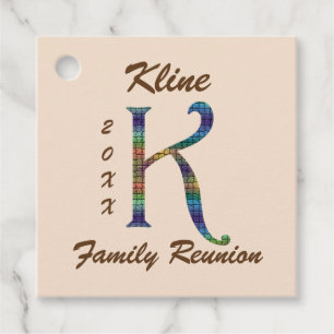 Étiquettes Cadeau Lettre carrelage unique K Monogramme Réunion famil