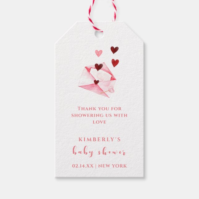 Étiquettes-cadeau LETTRE COEUR Aquarelle Merci Baby shower (Devant)