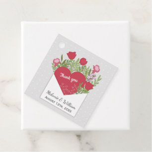 Étiquettes Cadeau Lettre d'amour romantique Rose & Merci du coeur