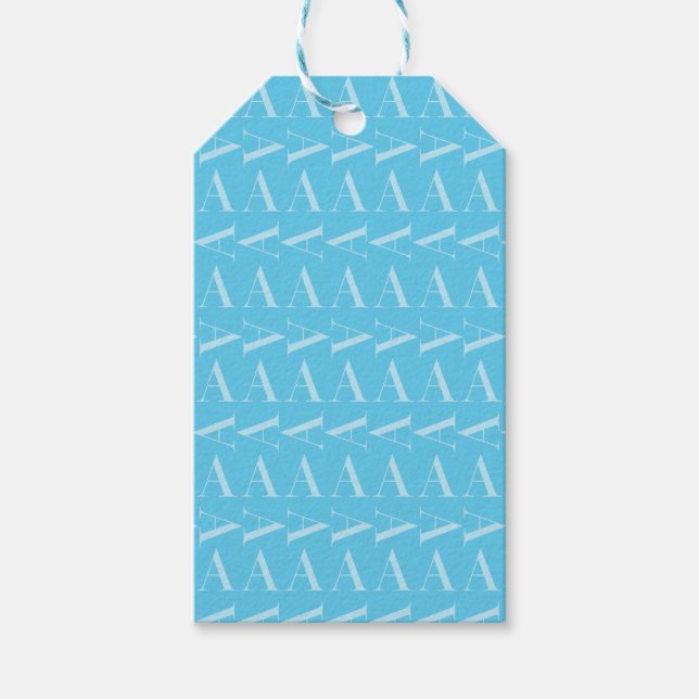 Étiquettes-cadeau Lettre initiale A, Aqua Blue (Devant)