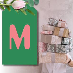 Étiquettes-cadeau LETTRE INITIALE CLAIRE Vert algues