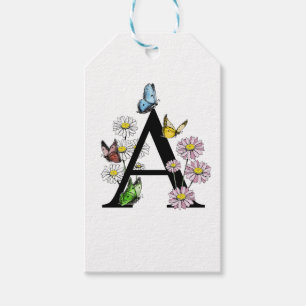 Étiquettes-cadeau LETTRE MONOGRAPHIQUE Fleur D'ANNIVERSAIRE A