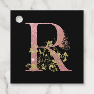 Étiquettes Cadeau Lettre Parties scintillant rose R