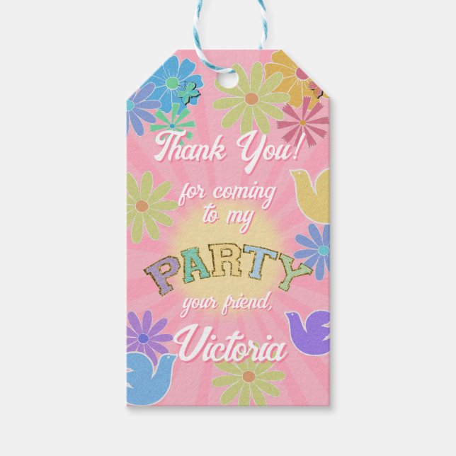 Étiquettes-cadeau Lettre Patch Anniversaire Parti Rétro Preppy Hippi (Devant)