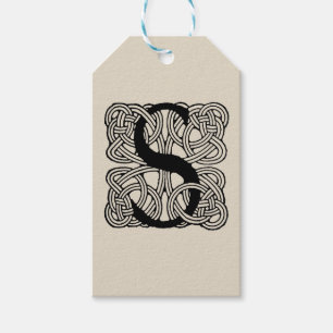 Étiquettes-cadeau Lettre S Monogramme Nœud Celtique Vintage