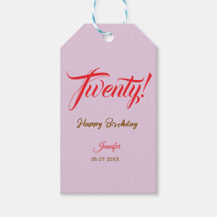 Étiquettes-cadeau lettre vingt20 anniversaire ajouter nom date année