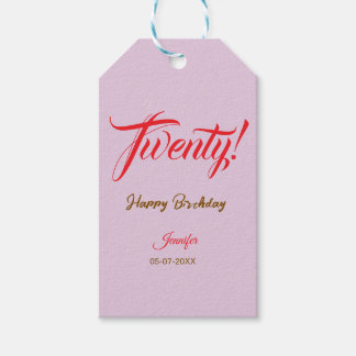 Étiquettes-cadeau lettre vingt20 anniversaire ajouter nom date année