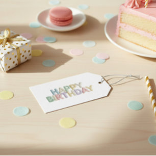 Étiquettes-cadeau Lettres en feutre pastel Joyeux Anniversaire