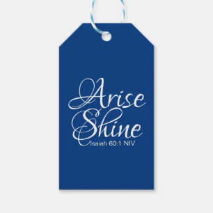 Étiquettes-cadeau Levez-vous et brille Bible chrétienne Verse Bleu