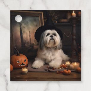 Étiquettes Cadeau Lhasa Apso Citrouilles Halloween Épouvantable