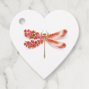 Étiquettes Cadeau libellule de fleurs avec sakura de bijoux