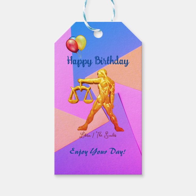 Étiquettes-cadeau Libra Birthday 23 septembre - 22 octobre (Devant)
