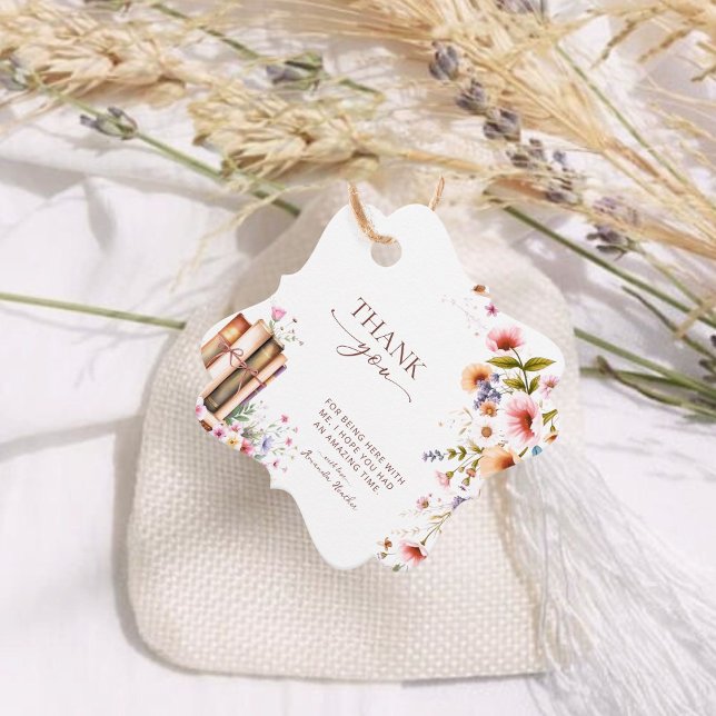 Étiquettes Cadeau Librairie Wildflower Bridal Shower  | Floral rose  (Créateur téléchargé)