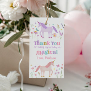 Étiquettes-cadeau Licorne Anniversaire Rose Pastel Or Prairie