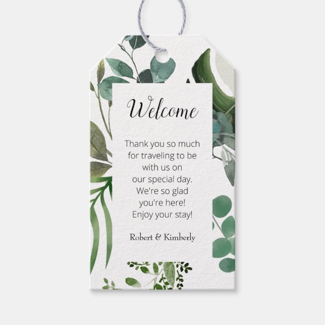 Étiquettes-cadeau LIFY Botanical Eucalyptus Feuille Mariage (Devant)