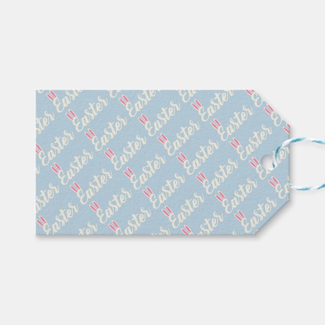 Étiquettes-cadeau Light Blue “Easter” Script  (Devant (Horizontal))