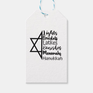 Étiquettes-cadeau Light Dreidel Latke Kanish Menorah Hanoukka