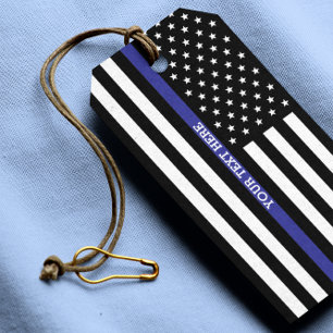 Étiquettes-cadeau Ligne Bleue Mince - Drapeau Américain