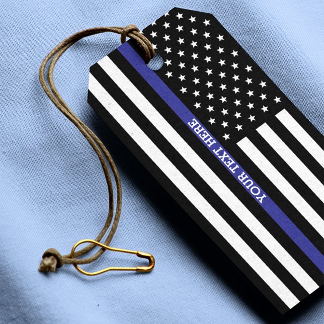Étiquettes-cadeau Ligne Bleue Mince - Drapeau Américain (Créateur téléchargé)