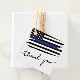 Étiquettes Cadeau Ligne Bleue Mince Merci policier