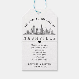Étiquettes-cadeau Ligne Skyline personnalisée Nashville - Mariage Bi