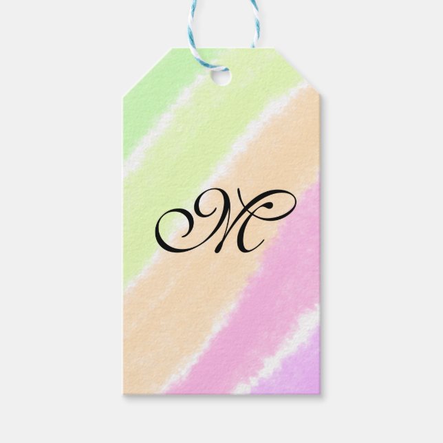 Étiquettes-cadeau Lignes d'aquarelle stripe arc-en-ciel ajouter votr (Devant)