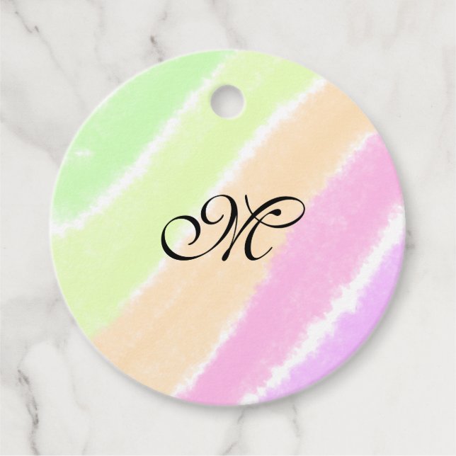 Étiquettes Cadeau Lignes d'aquarelle stripe arc-en-ciel ajouter votr (Devant)