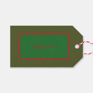Étiquettes-cadeau Lignes diagonales vertes et rouges