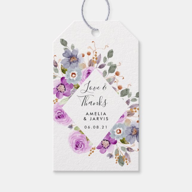 Étiquettes-cadeau Lilac Blooms | Balises Cadeaux de Faveur Mariage (Devant)