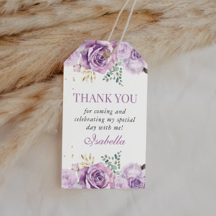 Étiquettes-cadeau Lilac Floral Purple Quinceanera Merci Favoriser