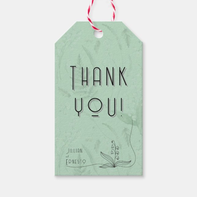 Étiquettes-cadeau Lily de Valley || Merci vert doux avec/ graphiques (Devant)