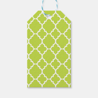 Étiquettes-cadeau Lime Green Quatrefoil Motif marocain