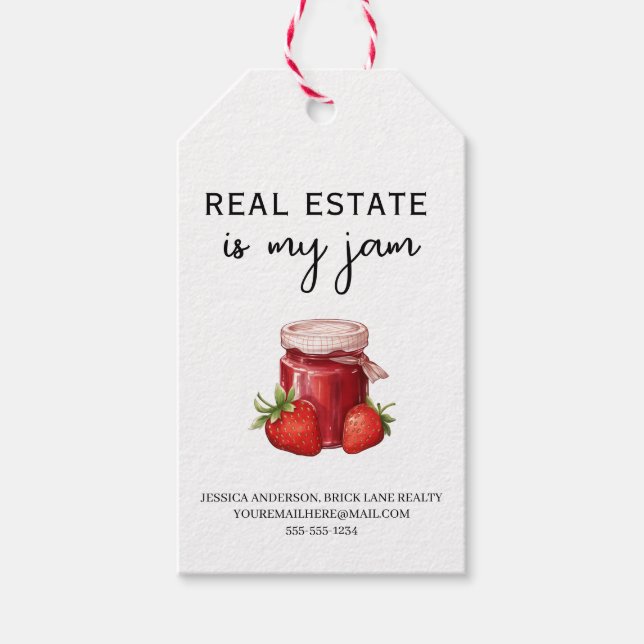 Étiquettes-cadeau L'immobilier est mon marketing de confiture (Devant)