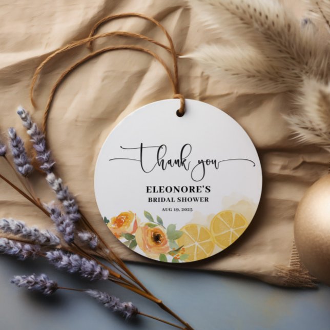 Étiquettes Cadeau Limon et Fleurs Shower de Mariage  (Créateur téléchargé)